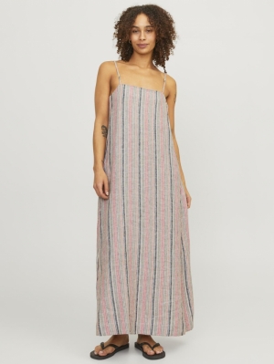 JXRAYA LINEN LONG SINGLET DRES PEACH ECHO