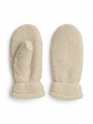 PCNETTY TEDDY MITTENS WHITE PEPPER