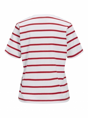 JXANNIE REG VNECK STRIPE SS TE BRIGHT WHITE ST