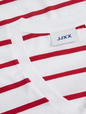 JXANNIE REG VNECK STRIPE SS TE BRIGHT WHITE ST