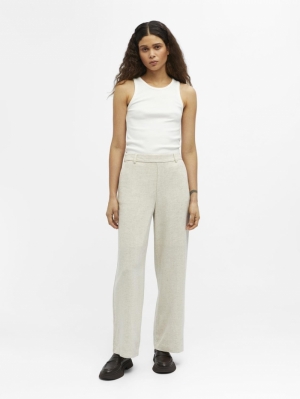 OBJSANNE ALINE WIDE PANT NOOS SANDSHELL