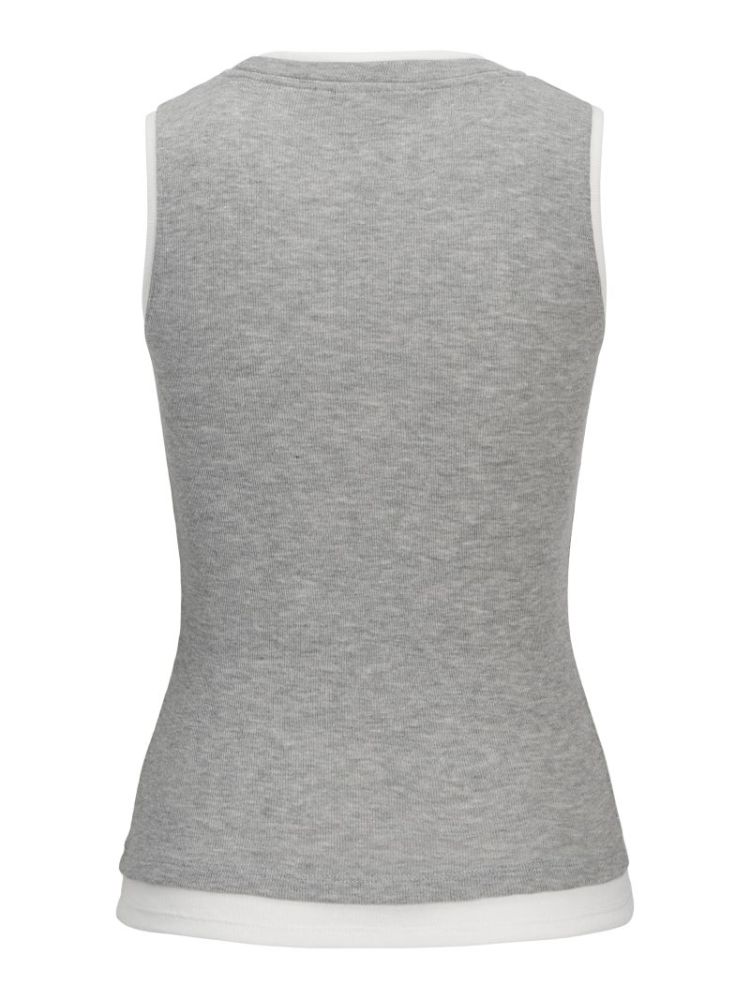 JXHENNA STR SL CONTRAST TOP LIGHT GREY MELA