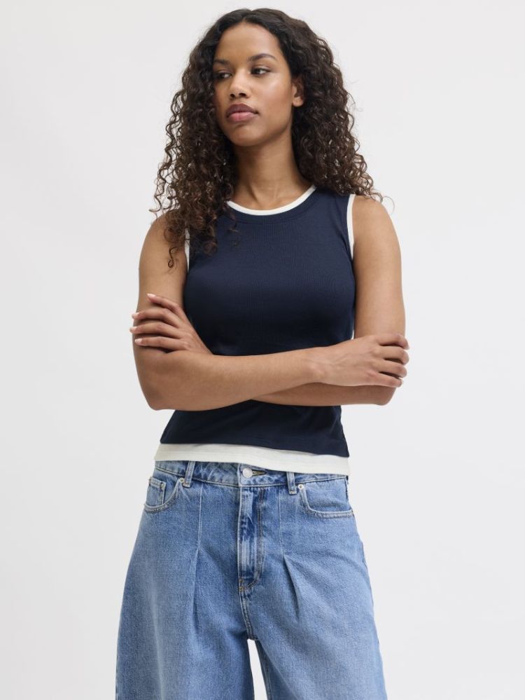 JXHENNA STR SL CONTRAST TOP NAVY BLAZER