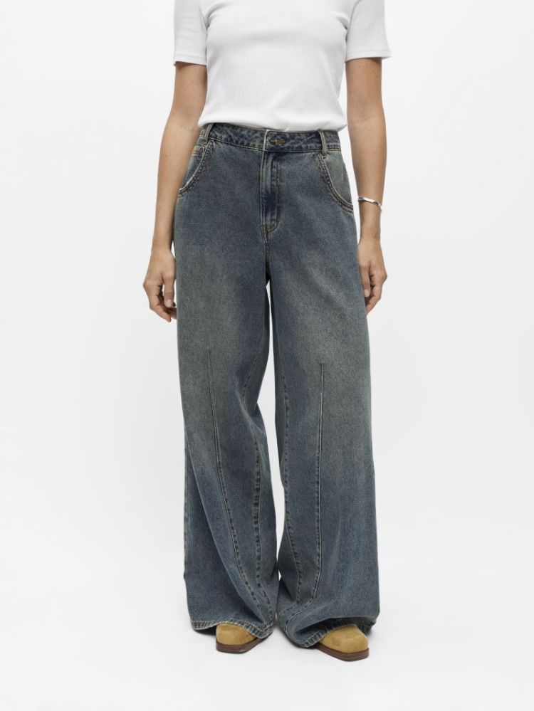 OBJDIPSY MW LO LONG JEANS MEDIUM BLUE DEN