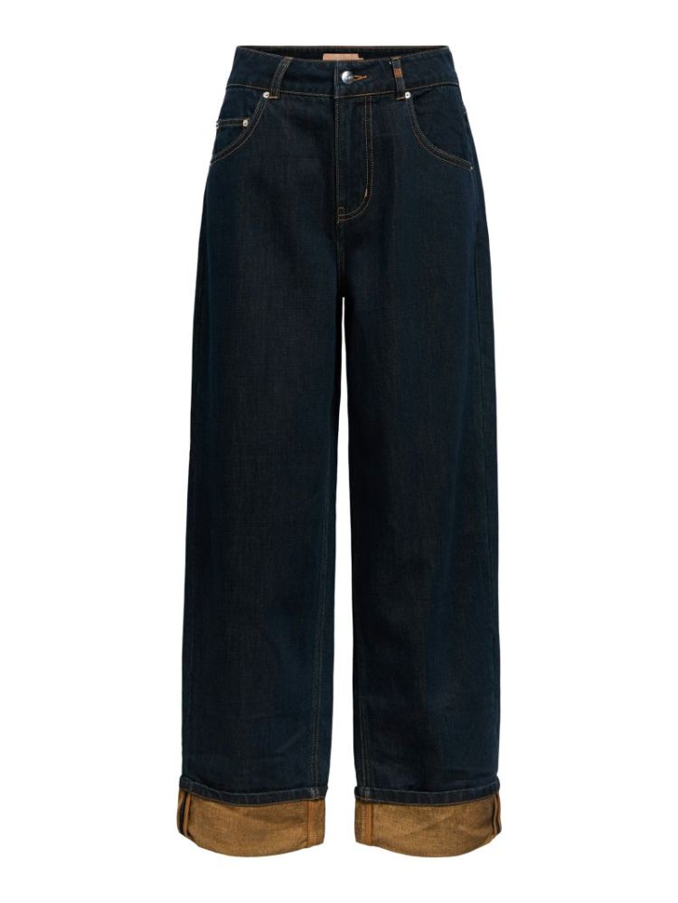 OBJISIRA HW STRAIGHT LOOSE JEA DARK BLUE DENIM