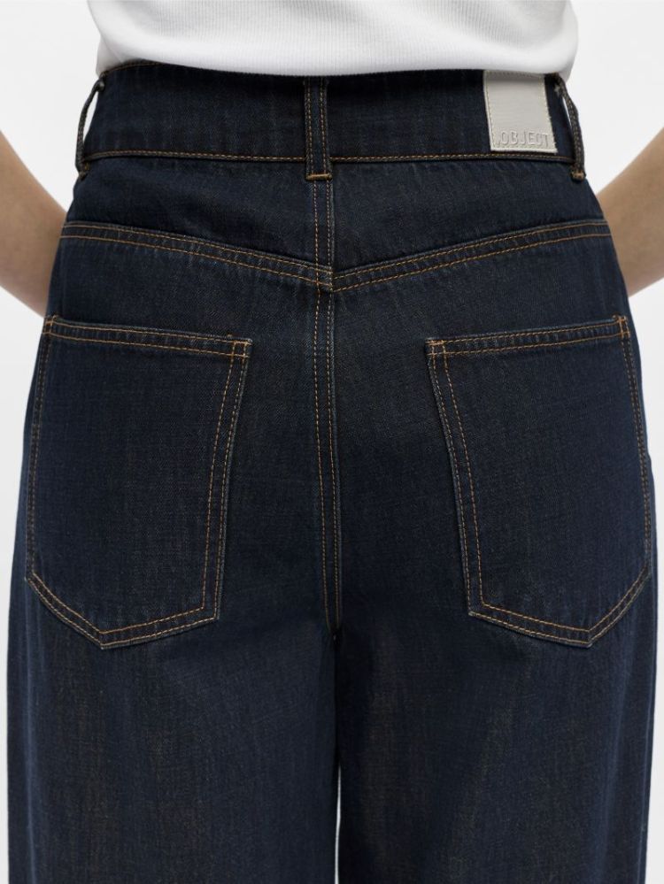 OBJISIRA HW STRAIGHT LOOSE JEA DARK BLUE DENIM
