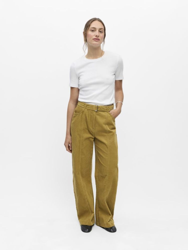 OBJPELLA MW WIDE PANT FENNEL SEED