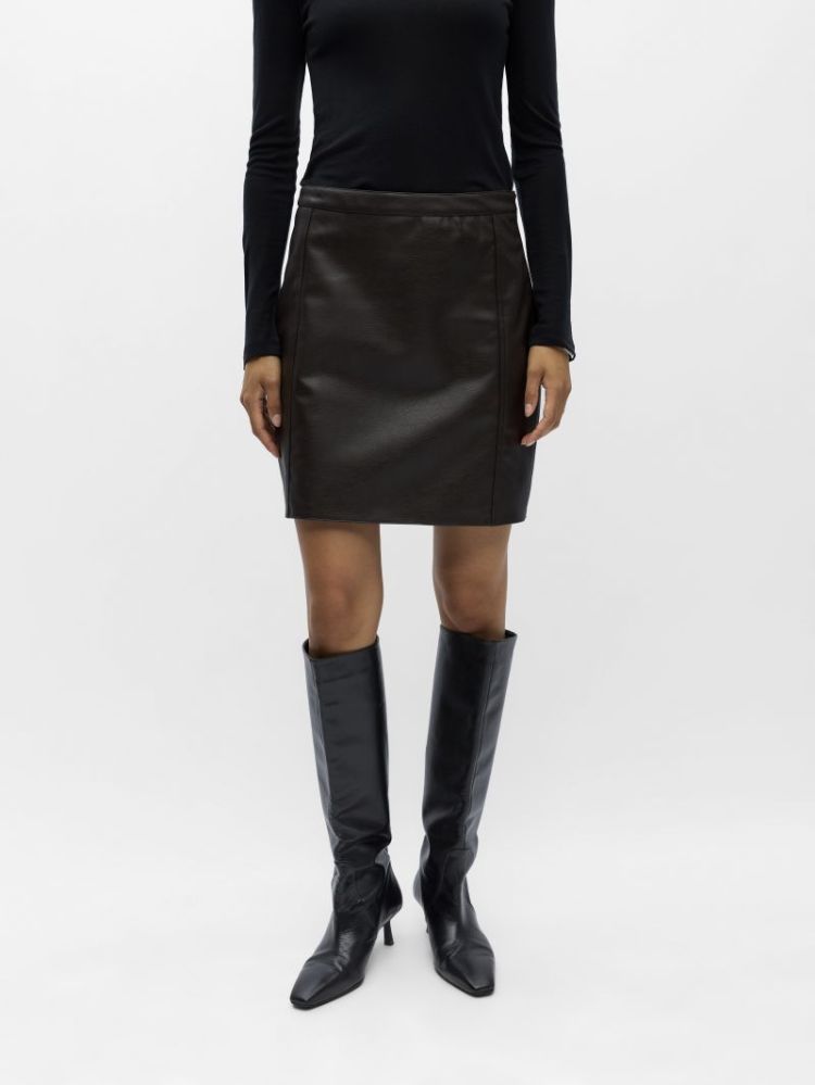 OBJLIVA HW SHORT SKIRT SEAL BROWN