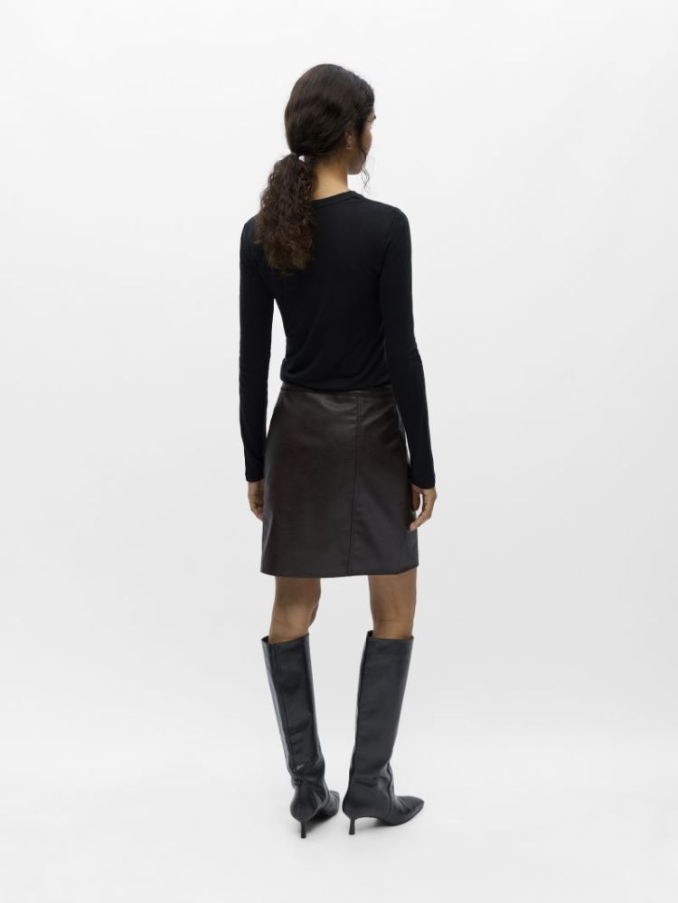 OBJLIVA HW SHORT SKIRT SEAL BROWN