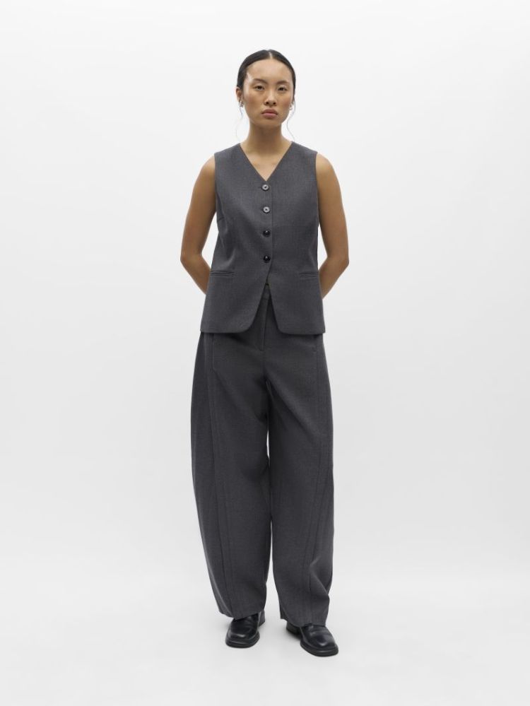 OBJKAVIN MW BARREL PANTS DARK GREY MELAN