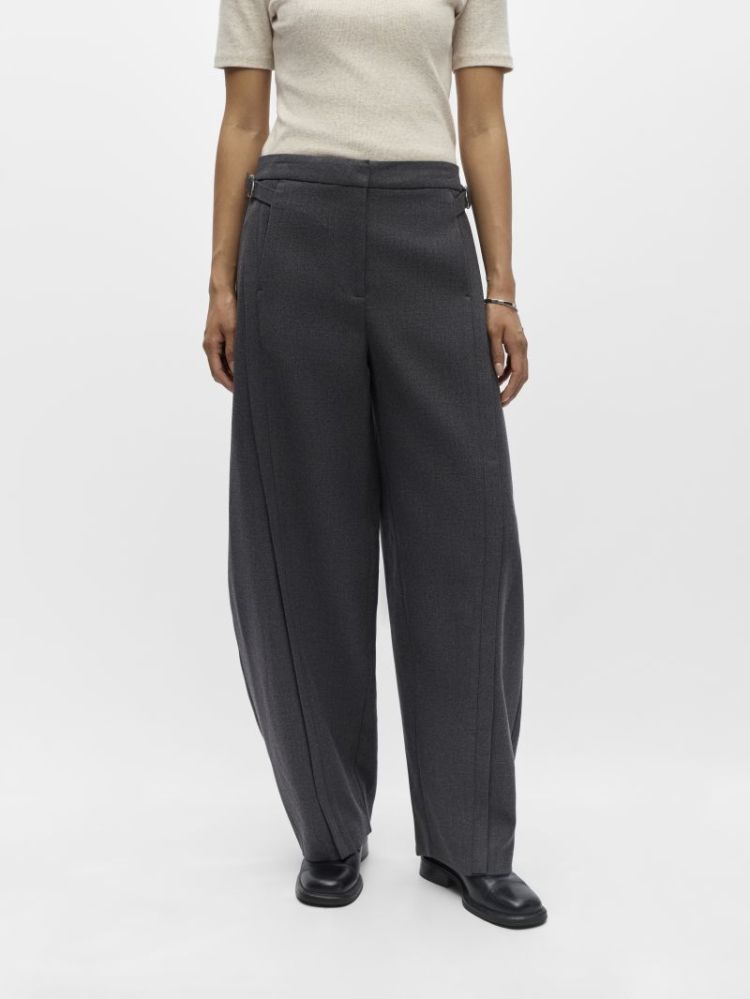 OBJKAVIN MW BARREL PANTS DARK GREY MELAN