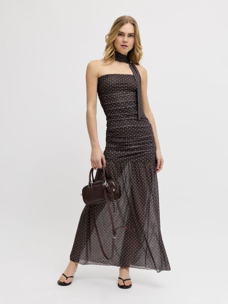 JXELVIRA MESH SL SCARF DRESS SEAL BROWN