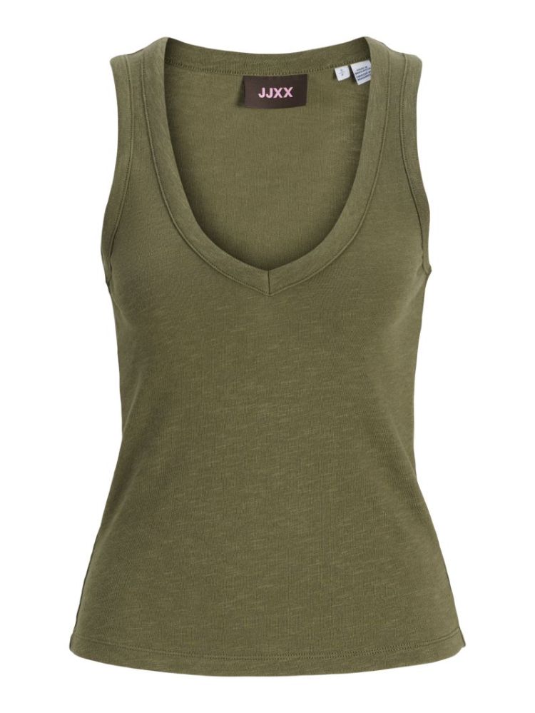 JXBREE SL VNECK TOP BURNT OLIVE  