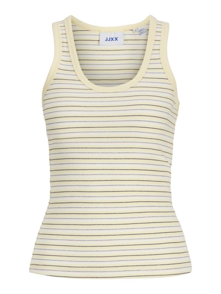 JXFRIDA STRIPE SL U-NECK TOP PASTEL YELLOW S