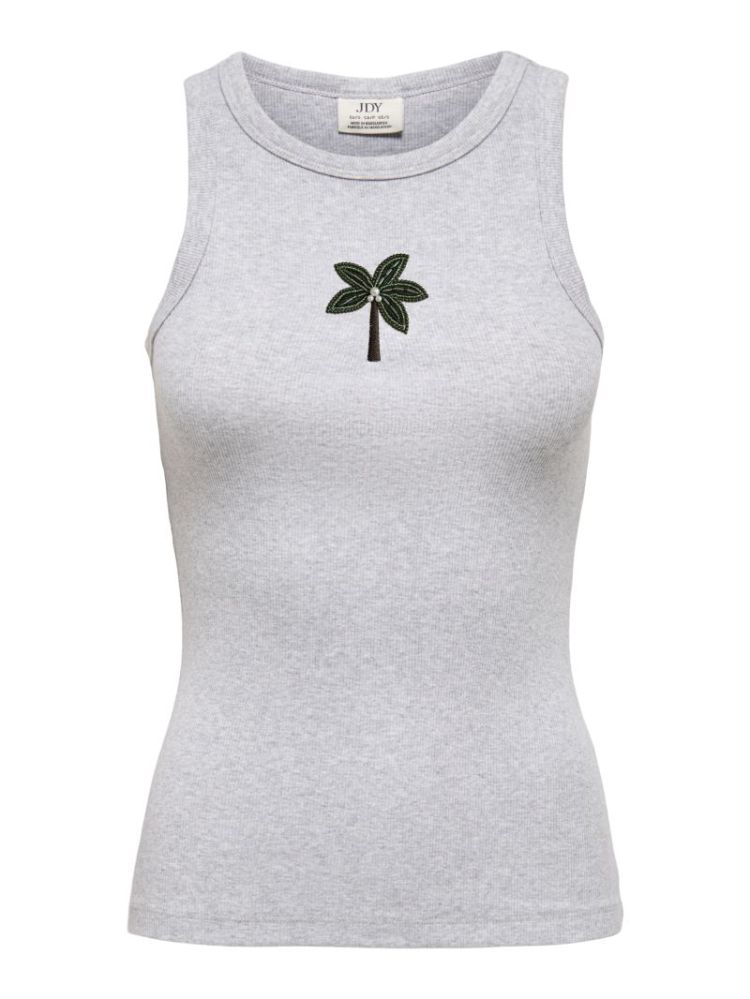 JDYTULLE LIFE PEARL EMB TANK T LIGHT GREY MELA